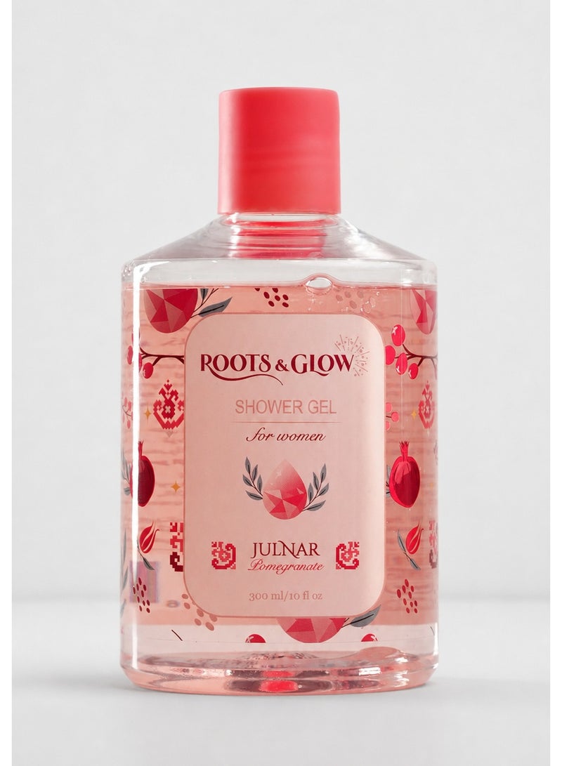 Roots & Glow Body Wash for Women – 300ml Pomegranate Shower Gel – Nourishing Deeply Hydrating Scented Body Wash – Clean Safe Formula, Non-Drying – Roots & Glow - Image 1
