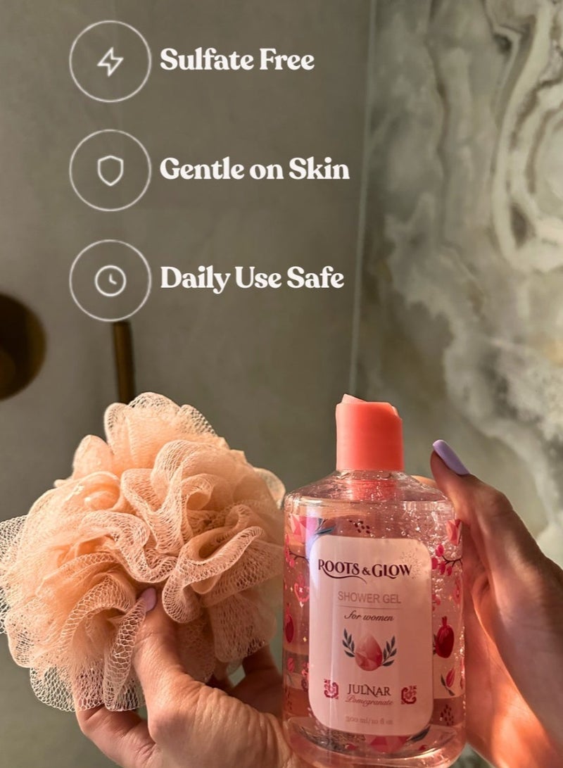 Roots & Glow Body Wash for Women – Julnar 300ml Pomegranate Shower Gel – Paraben-Free, Nourishing Deeply Hydrating Formula – Non-Drying – Roots & Glow - Image 2