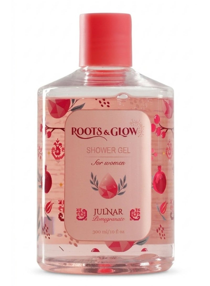 Roots & Glow Body Wash for Women – Julnar 300ml Pomegranate Shower Gel – Paraben-Free, Nourishing Deeply Hydrating Formula – Non-Drying – Roots & Glow - Image 1