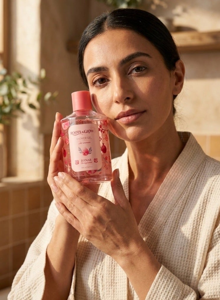 Roots & Glow Body Wash for Women – Julnar 300ml Pomegranate Shower Gel – Paraben-Free, Nourishing Deeply Hydrating Formula – Non-Drying – Roots & Glow - Image 3