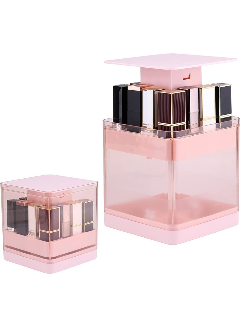صندوق تخزين منظم مكياج قابل للرفع بالضغط، منظم أحمر شفاه، علبة عرض مكياج للزينة والحمام، سهل الحمل - Image 1