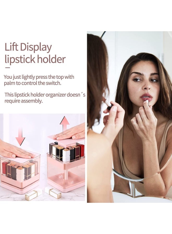 صندوق تخزين منظم مكياج قابل للرفع بالضغط، منظم أحمر شفاه، علبة عرض مكياج للزينة والحمام، سهل الحمل - Image 3