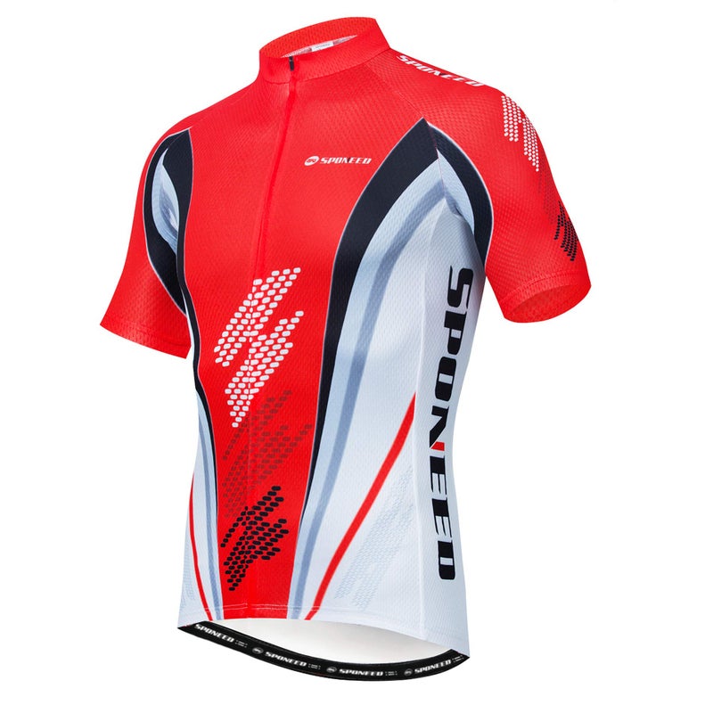 sponeed Bicycling Shirt Cycling Jersey Bike Tops Men Quick Dry Bicycle Jacket L US Red - Image 1