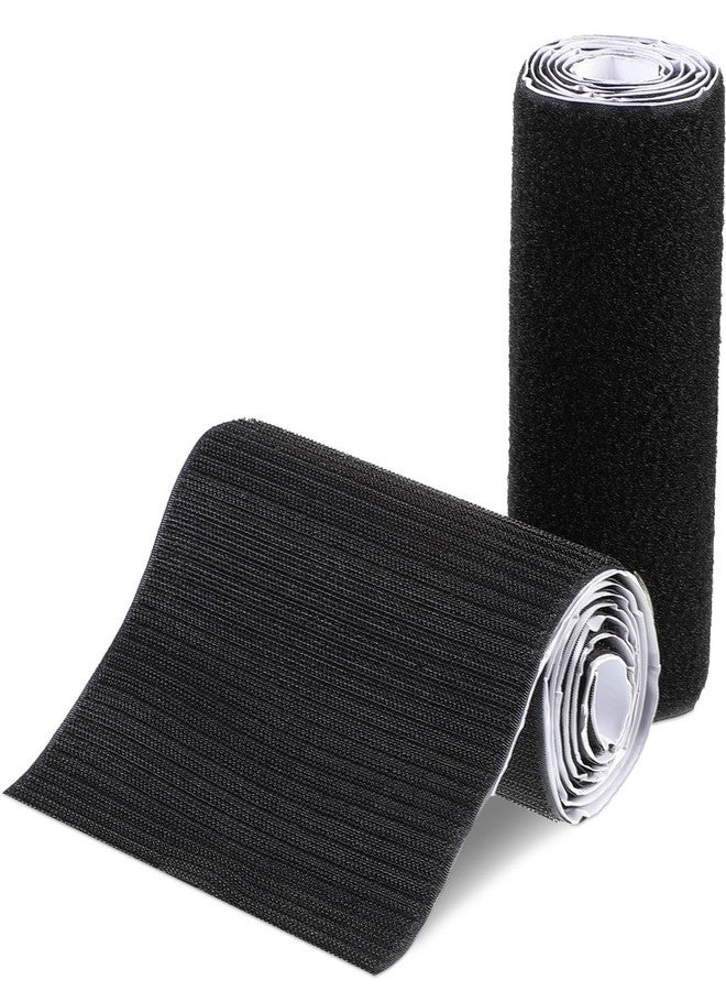 Waydress Hook and Loop Tape Double Sided Hook and Loop Tape with Adhesive Back Fastener Strip Reusable Double Side Hook Roll Sticky Glue Nylon Patch, Black (6 Inch Width 3 Yard Length) - Image 1