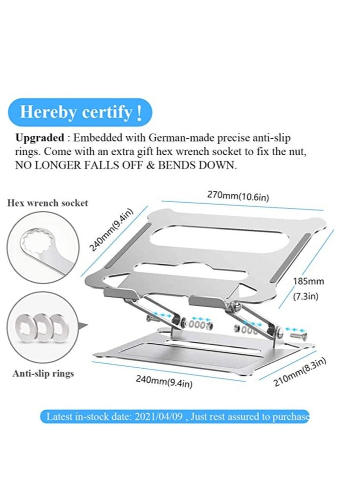 ELTRAZONE Adjustable Laptop Stand for Desk, Ergonomic Portable Aluminum Laptop Desk Stand - Image 3