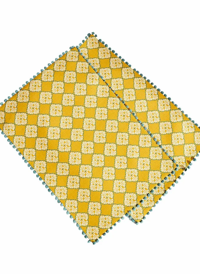 Chumbak  Pixel Jaal Placemats - Set of 2, Yellow  | Best Price UAE
