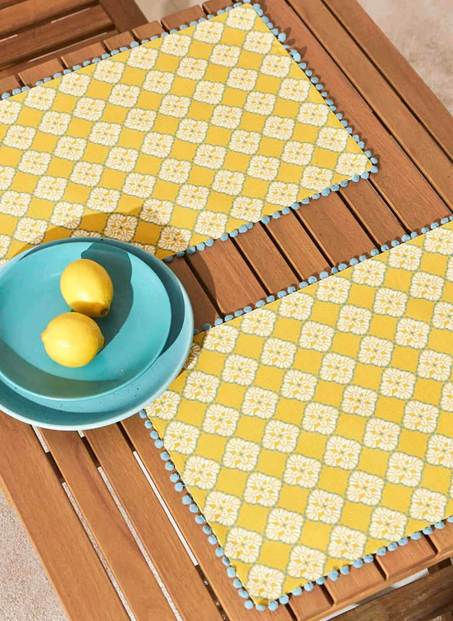 Pixel Jaal Placemats - Set of 2, Yellow