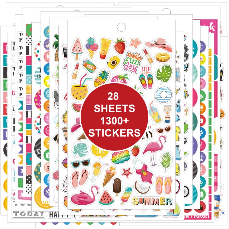 MaaIbok Planner Stickers Pack - 1300+ Unique Planner Stickers on 28 Sheets, The Ultimate Collection for Journaling, Scrapbooking, Water Bottle & Laptop Decoration, for Adults & Teens - Image 1