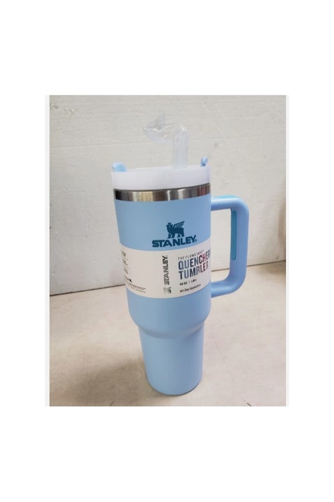 كوب كوينشر H2.0 ستيت فلويت معزول بتفريغ الهواء من ستانلي ستيل مع غطاء وماصة للطيران يقاوم المثلجات او القهوة والسموذي واكثر من ذلك، ازرق فاتح 2.0