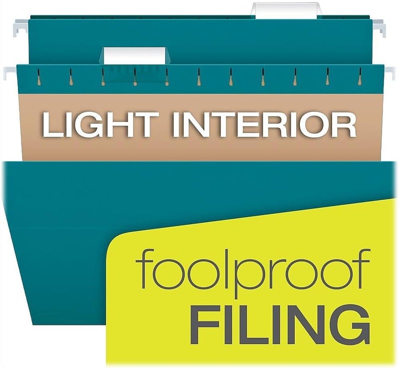 Recycled Hanging File Folders, Letter Size, Assorted Jewel-Tone Colors, Two-Tone for Foolproof Filing, 1/5-Cut Tabs, 25 Per Box (81667) - Image 4