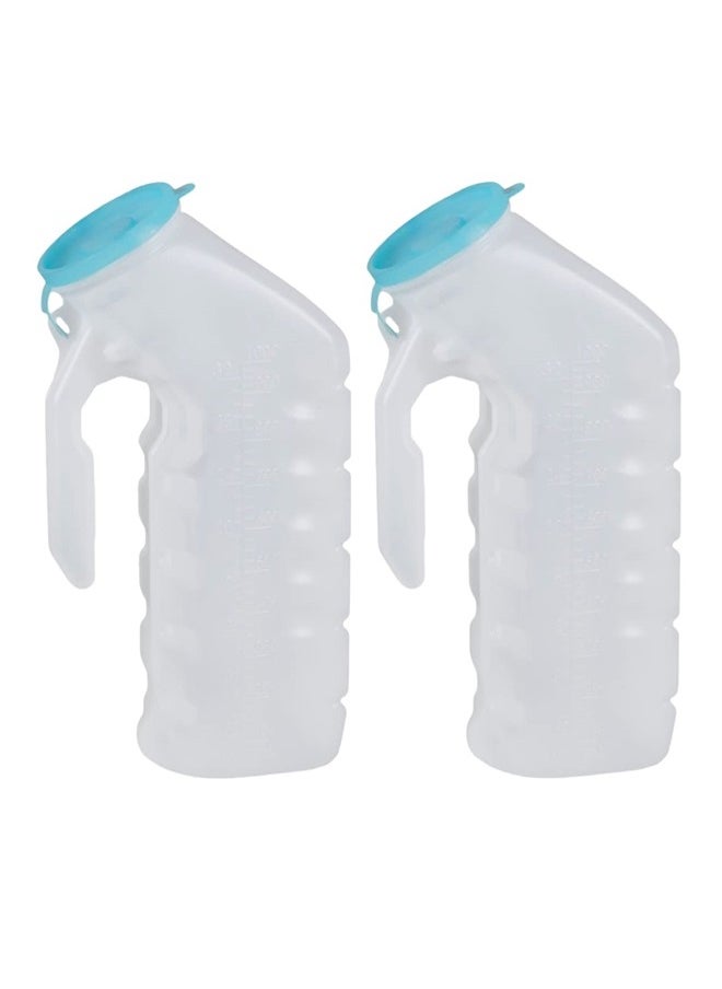 Vakly Male Urinal with Glow in The Dark Cover [32oz Pack of 2] Portable Pee Bottles for Men Used for Hospitals, Incontinence, Emergency and Travel (2)  - Image 1