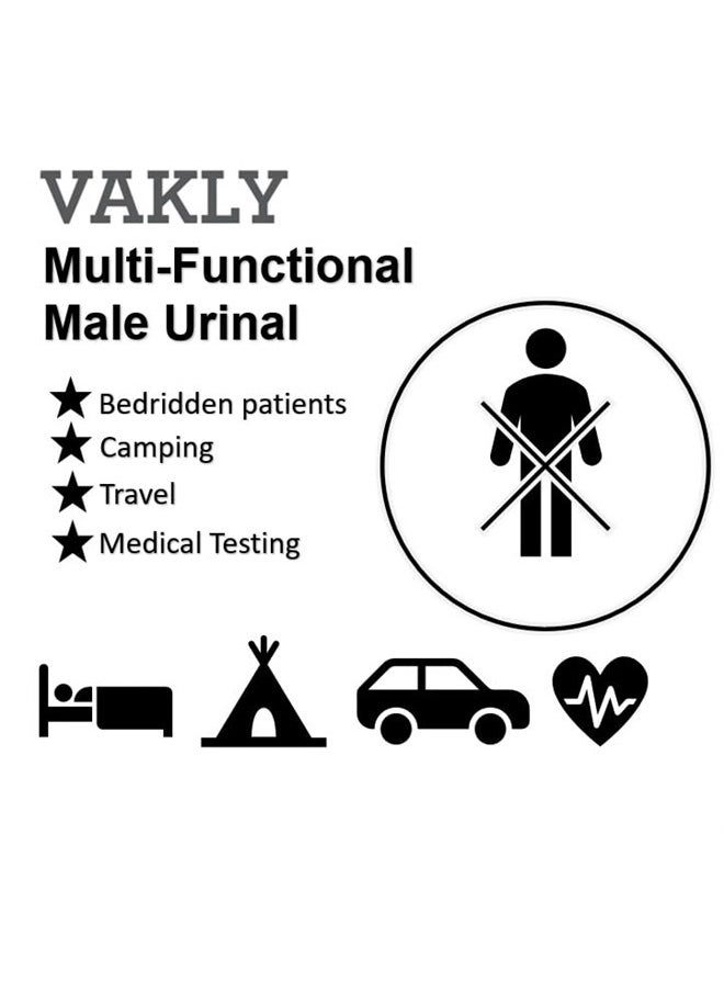 Vakly Male Urinal with Glow in The Dark Cover [32oz Pack of 2] Portable Pee Bottles for Men Used for Hospitals, Incontinence, Emergency and Travel (2)  - Image 5