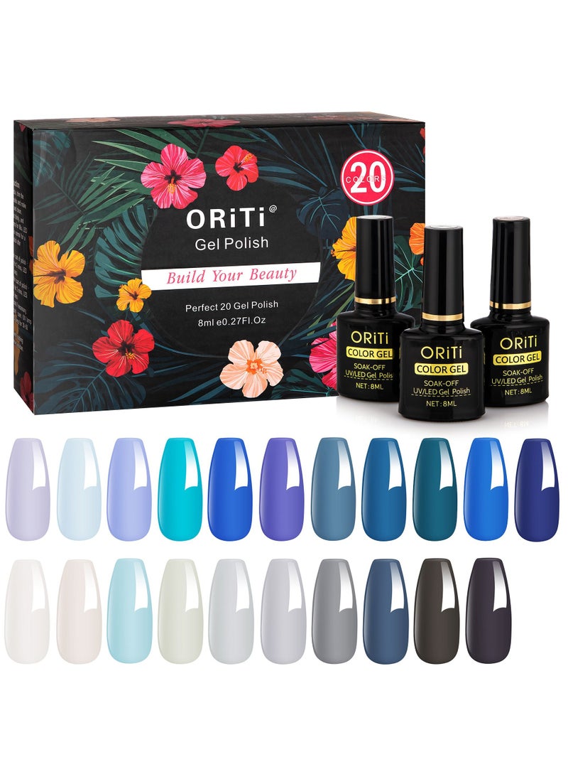 ORiTi - Gel Nail Polish Set 20+4 PCS Nude Brown Pink Grey Colors Soak Off Neutral Skin Tone Starter Kit with Glossy Matte Top Base Coat For Nail Art Salon Gifts for Women - Image 1