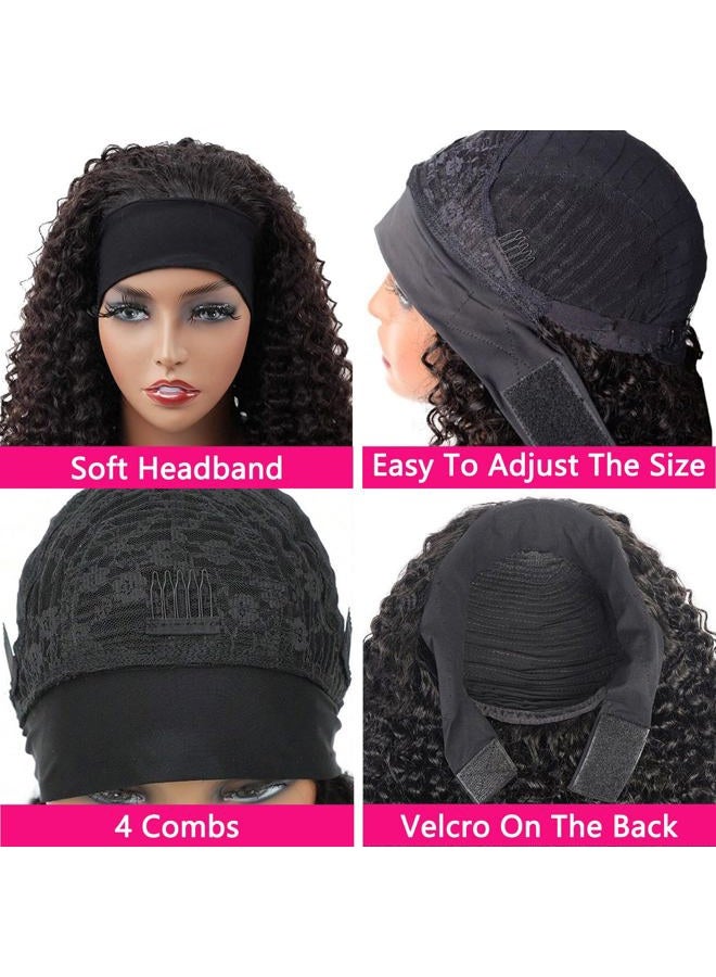 Aiterina Brazilian Curly Headband Wig - 12 Inch Human Hair, Glueless, No Lace Front, Natural Color - Image 4
