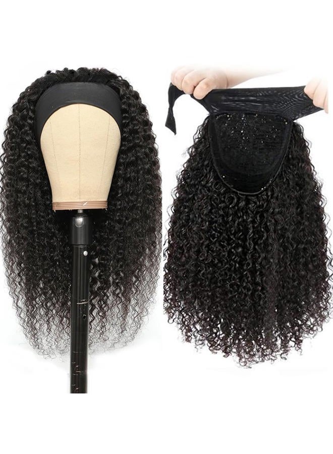 Aiterina Brazilian Curly Headband Wig - 12 Inch Human Hair, Glueless, No Lace Front, Natural Color - Image 2