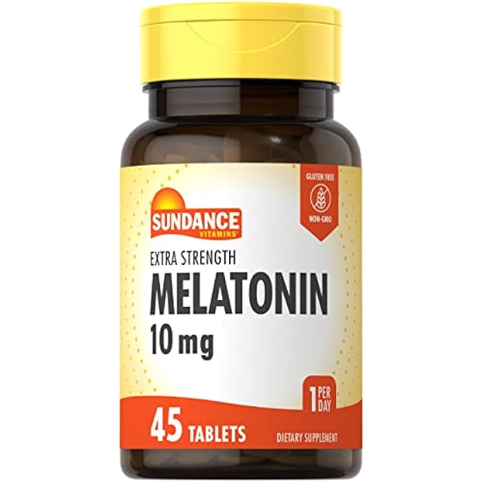 Sundance Melatonin 10mg Tablets | 45 Count | Extra Strength | Vegetarian, Non-GMO, and Gluten Free Supplement - Image 1