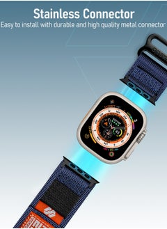 Moxedo Moxedo MX23 Rugged Strap Breathable Nylon Braided Sports Band Compatible with Apple Watch Band Series 8/7/6/5/4/3/2/1/SE Ultra Woven Loop Design for 44mm/45mm/49mm - Midnight Blue  - Image 4