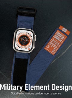 Moxedo Moxedo MX23 Rugged Strap Breathable Nylon Braided Sports Band Compatible with Apple Watch Band Series 8/7/6/5/4/3/2/1/SE Ultra Woven Loop Design for 44mm/45mm/49mm - Midnight Blue  - Image 2