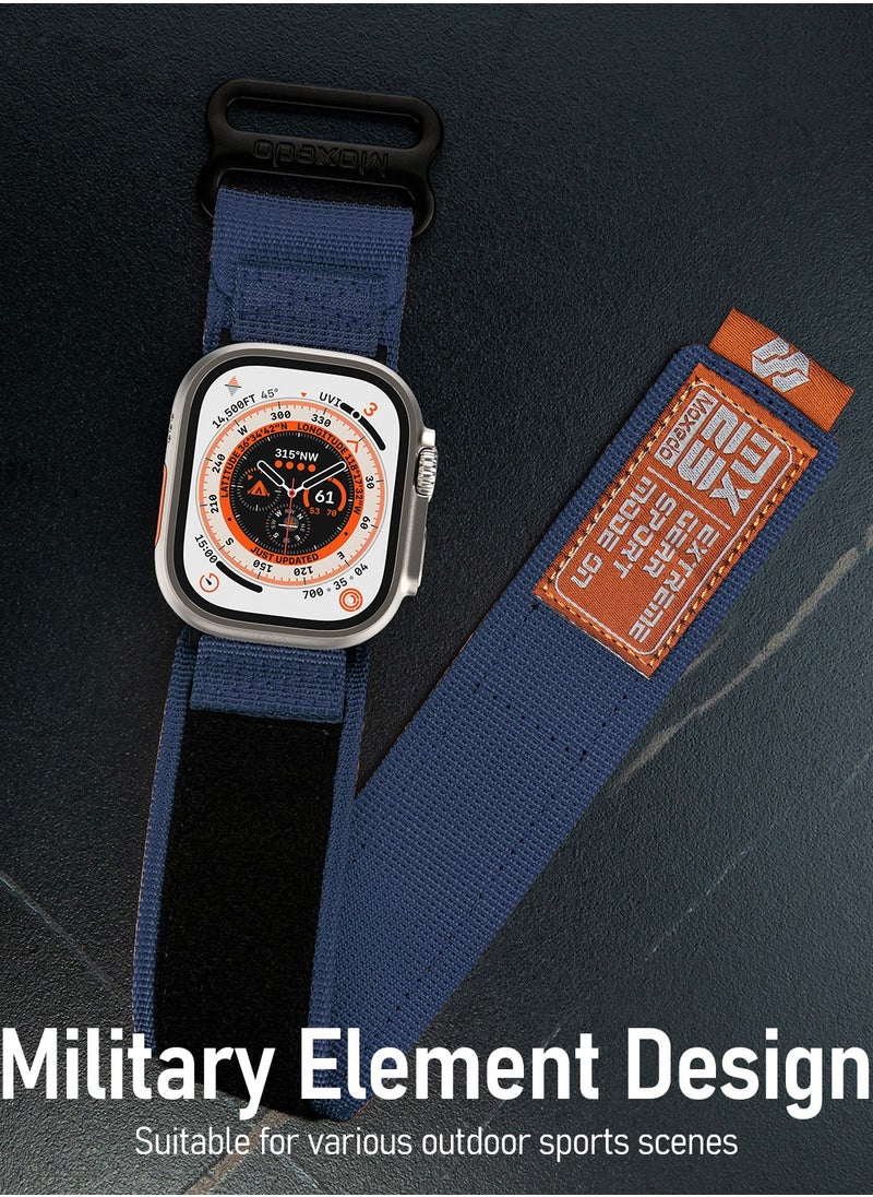Moxedo Moxedo MX23 Rugged Strap Breathable Nylon Braided Sports Band Compatible with Apple Watch Band Series 8/7/6/5/4/3/2/1/SE Ultra Woven Loop Design for 44mm/45mm/49mm - Midnight Blue  - Image 2
