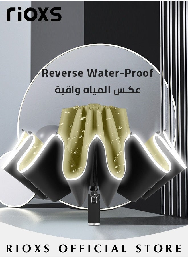 RIOXS - Compact Travel Umbrella with Automatic Open/Close Handle and UV Protection, Automatic Umbrella with Strong Windproof Waterproof Ability and Durability, High Cost-effective Portable Umbrella, Convenient to Carry - Image 1