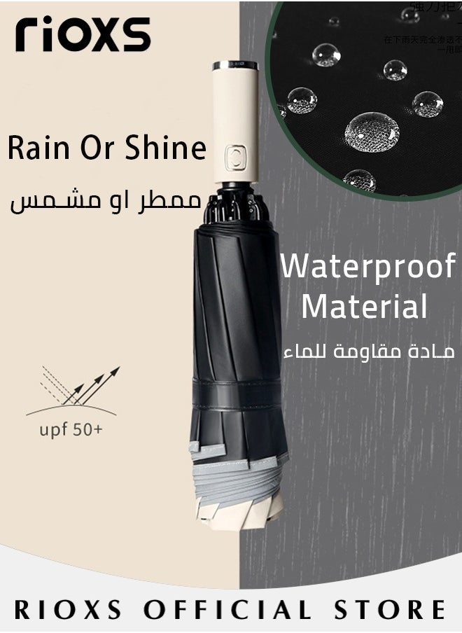 RIOXS - Compact Travel Umbrella with Automatic Open/Close Handle and UV Protection, Automatic Umbrella with Strong Windproof Waterproof Ability and Durability, High Cost-effective Portable Umbrella, Convenient to Carry - Image 1
