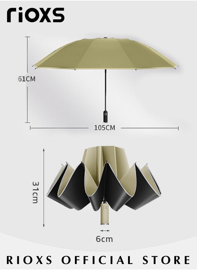 RIOXS - Compact Travel Umbrella with Automatic Open/Close Handle and UV Protection, Automatic Umbrella with Strong Windproof Waterproof Ability and Durability, High Cost-effective Portable Umbrella, Convenient to Carry - Image 1
