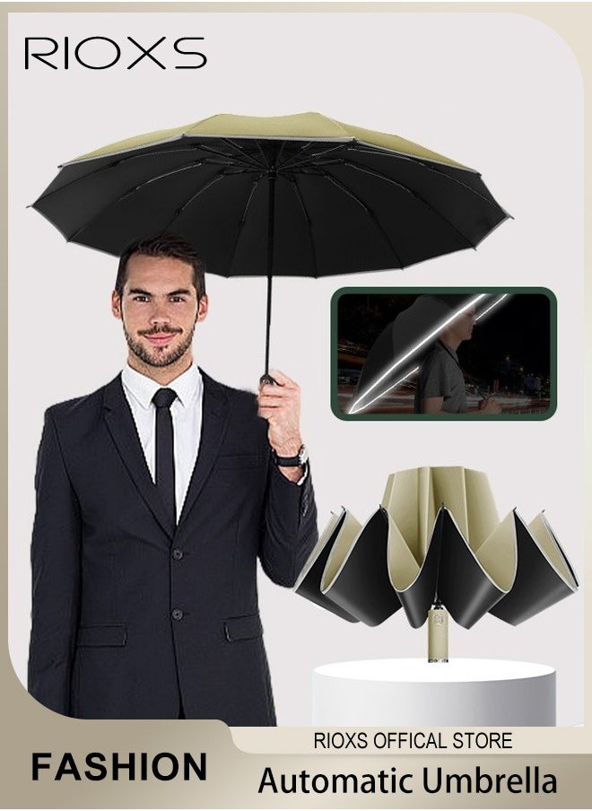 RIOXS - Compact Travel Umbrella with Automatic Open/Close Handle and UV Protection, Automatic Umbrella with Strong Windproof Waterproof Ability and Durability, High Cost-effective Portable Umbrella, Convenient to Carry - Image 1