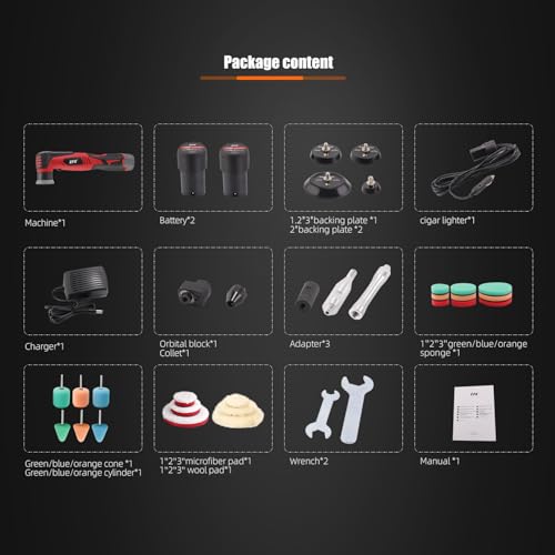 ZFE Mini Oribtal Polisher Variable Speed Car Polisher 12V Car Detailing Machine Rechargeable Batteries Polisher for Car Detailing Polishing Cleaning - Image 3