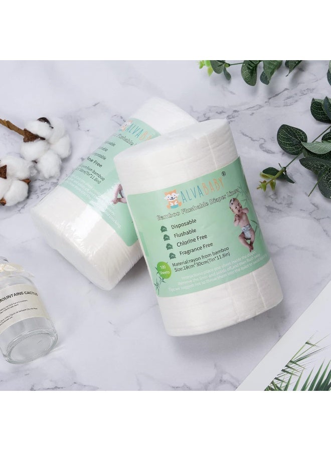 ألفا بيبي Diaper Liners 4 Rolls for Baby Cloth Diaper 11.8 x 7.1 Inch Disposable Natural Soft Compostable Fragrance Free and Chlorine Free 400 Sheets - Image 5