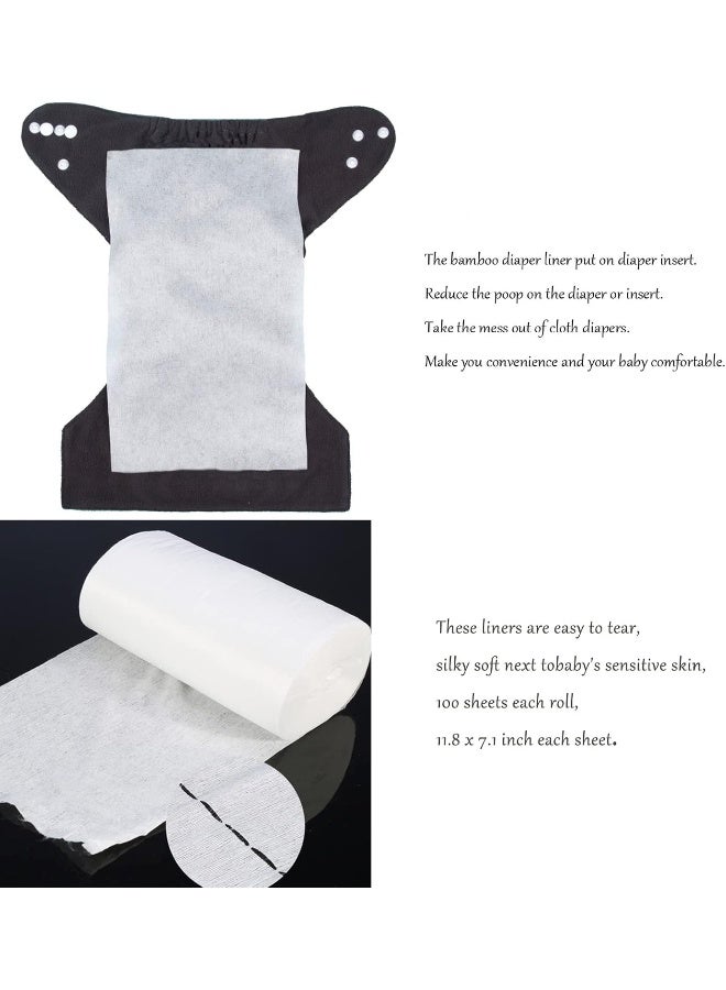 ألفا بيبي Diaper Liners 4 Rolls for Baby Cloth Diaper 11.8 x 7.1 Inch Disposable Natural Soft Compostable Fragrance Free and Chlorine Free 400 Sheets - Image 4