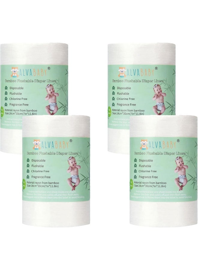 ألفا بيبي Diaper Liners 4 Rolls for Baby Cloth Diaper 11.8 x 7.1 Inch Disposable Natural Soft Compostable Fragrance Free and Chlorine Free 400 Sheets - Image 1