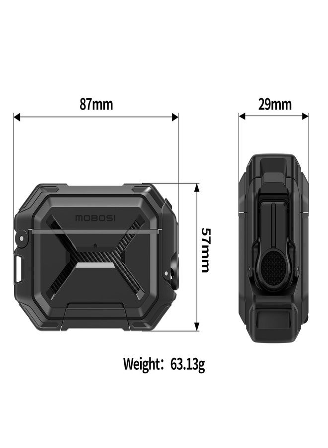 موبوسي جراب MOBOSI لسماعات AirPods Pro 3 [جراب مقاوم للماء بمعيار IP68 لأجهزة iPod Pro 3 ومتوافق مع MagSafe] غطاء حماية عسكري لسماعات AirPods Pro 3 مع قفل آمن، سلسلة مفاتيح وحامل للهاتف (2025)، أسود - Image 5