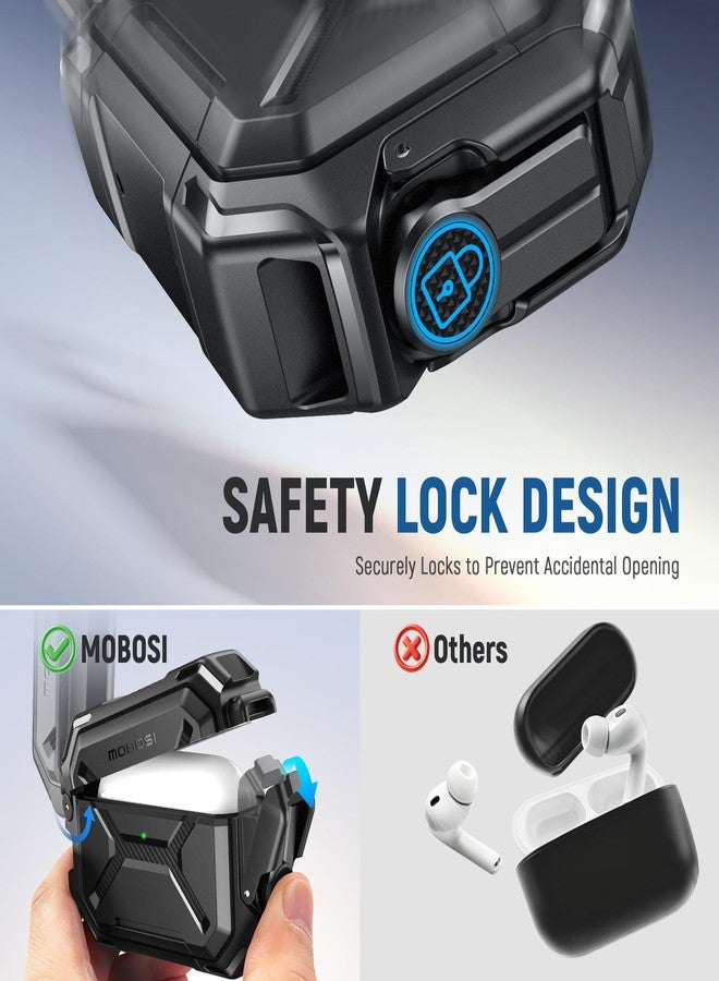 موبوسي جراب MOBOSI لسماعات AirPods Pro 3 [جراب مقاوم للماء بمعيار IP68 لأجهزة iPod Pro 3 ومتوافق مع MagSafe] غطاء حماية عسكري لسماعات AirPods Pro 3 مع قفل آمن، سلسلة مفاتيح وحامل للهاتف (2025)، أسود - Image 4