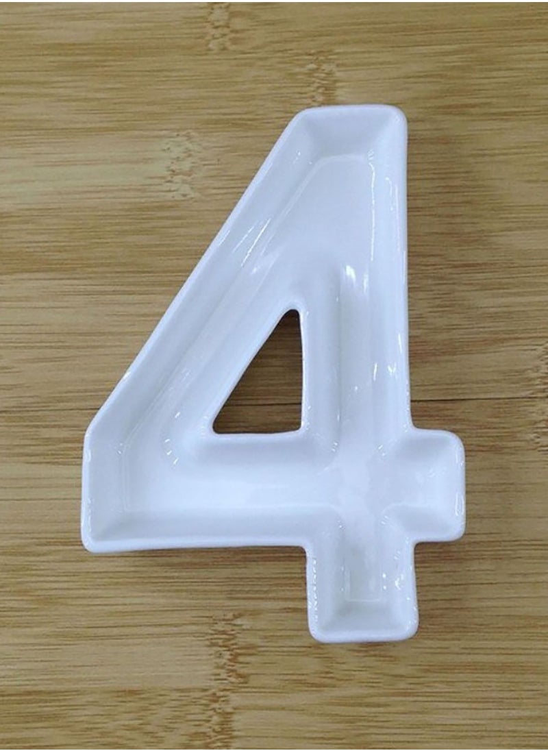 Generic White Decorative Ceramic Number 4 Dish  - Image 1