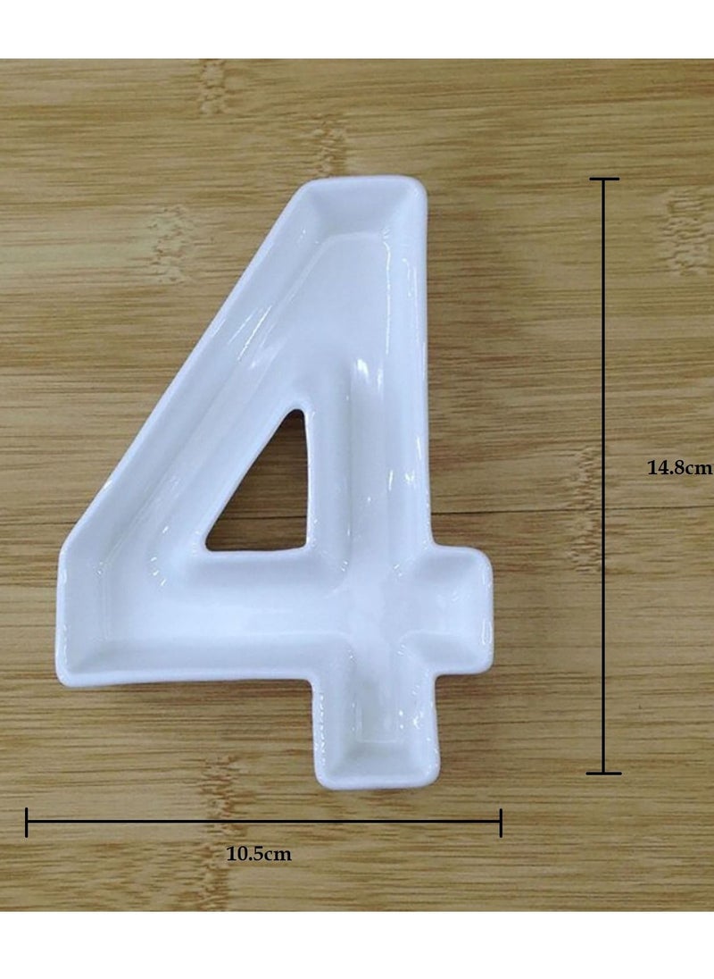 Generic White Decorative Ceramic Number 4 Dish  - Image 3