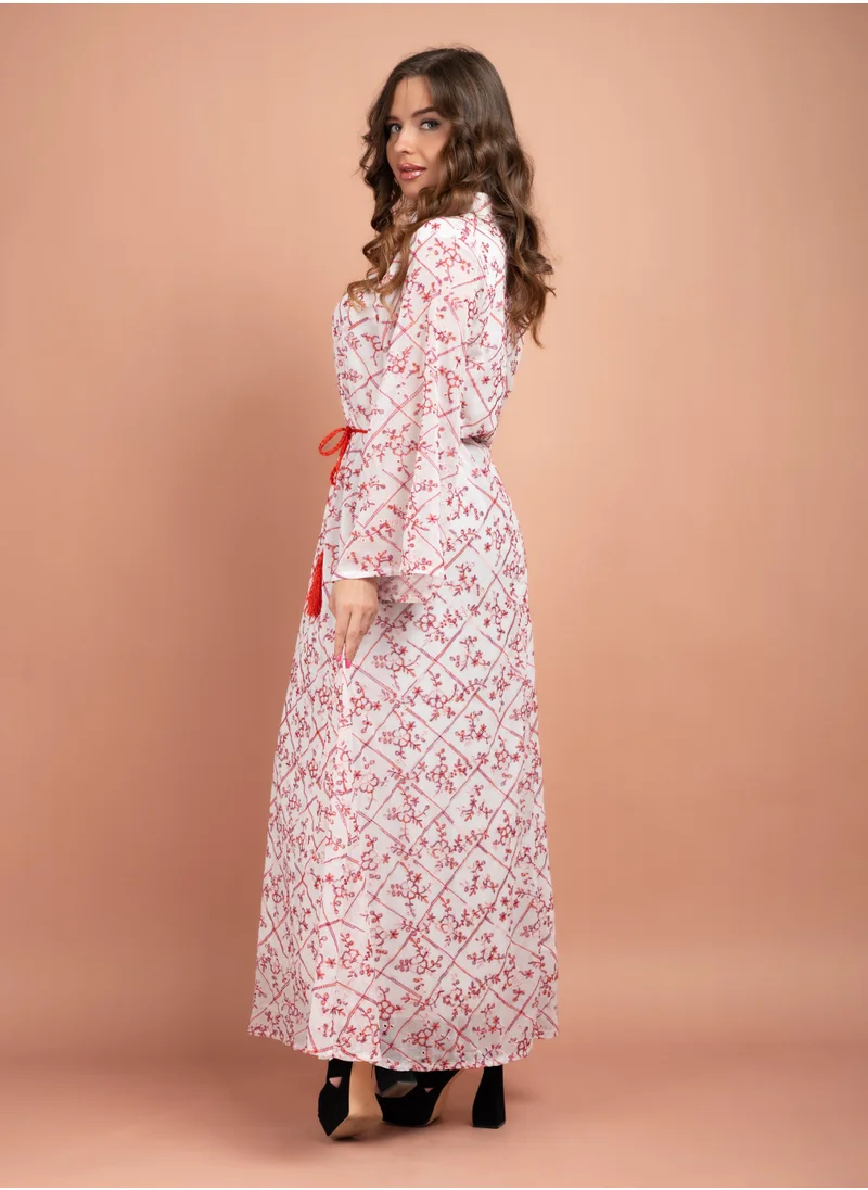 IKKXA Elegant Embroidered Jalabiya CJ1016 Red