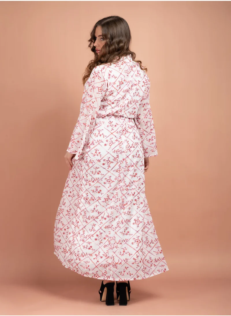 IKKXA Elegant Embroidered Jalabiya CJ1016 Red