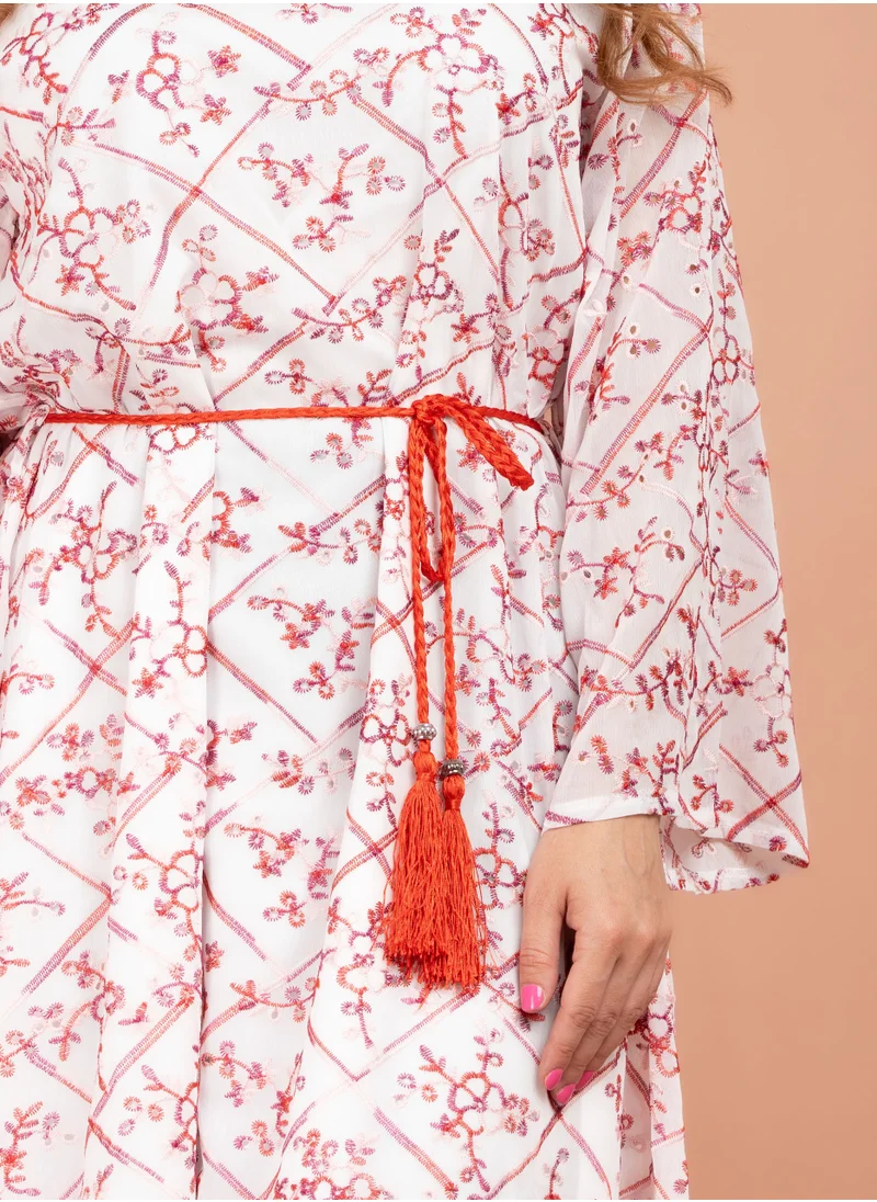 IKKXA Elegant Embroidered Jalabiya CJ1016 Red