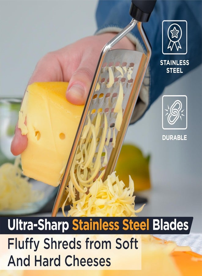 Deiss PRO Coarse Grater & Hand Held Cheese Grater - Sharp Stainless Steel Blades, Non-Slip Handle, Small Cheese Grater for Kitchen, Shredder, Dishwasher Safe - Image 3
