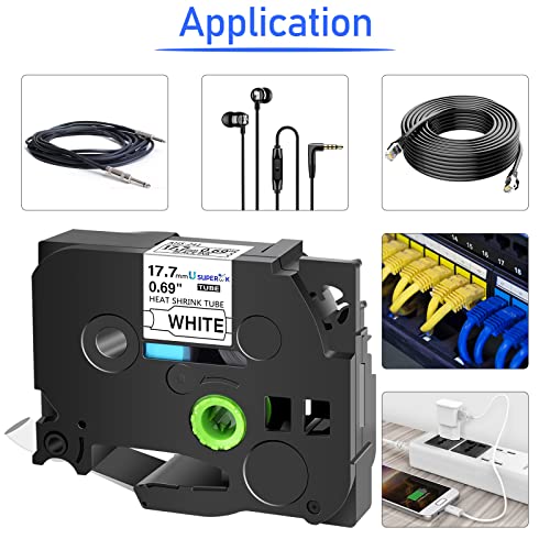 SuperInk USUPERINK 5PK Compatible for Brother Ptouch HSe-241 HSe241 HS-241 HS241 Black on White 17.7mm 0.69'' Heat Shrink Tubing for Wire Cable for PT-D400 PT-E500 PT-P700 PT-P710BT PT-P750W Label Maker Tape - Image 5