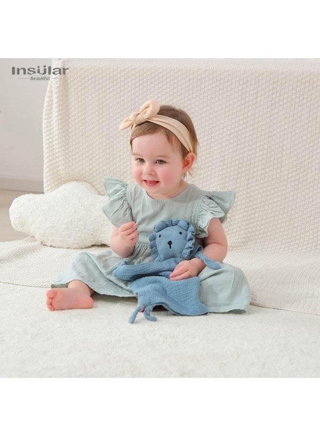 Baby Gauze Anover Soothing Doll Pure Cotton Baby Sleeping Doll Lion Soothing Handkerchief Soothing Toy-Color:Dark Blue - Image 4