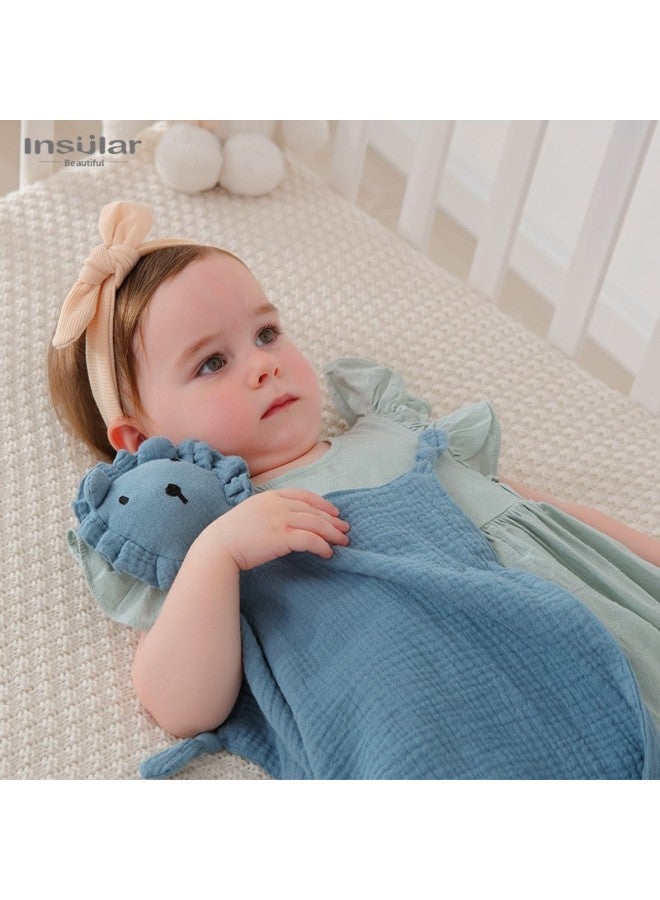 Baby Gauze Anover Soothing Doll Pure Cotton Baby Sleeping Doll Lion Soothing Handkerchief Soothing Toy-Color:Dark Blue - Image 5