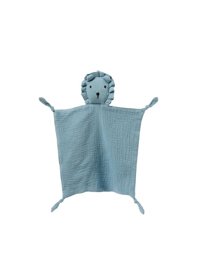 Baby Gauze Anover Soothing Doll Pure Cotton Baby Sleeping Doll Lion Soothing Handkerchief Soothing Toy-Color:Dark Blue - Image 1