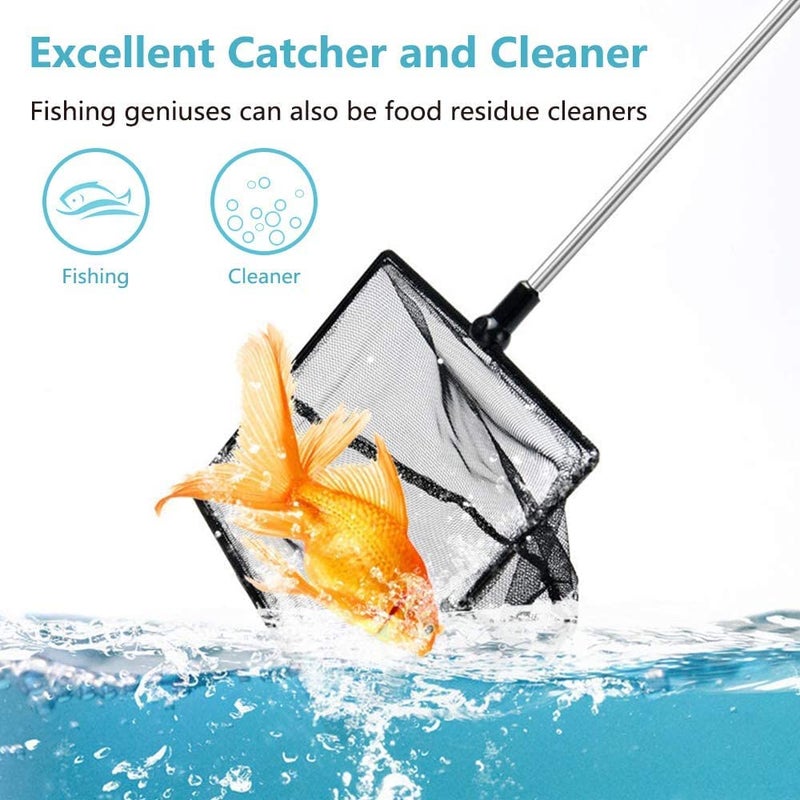 Grepol-V Fish Net for Fish Tank, Fine Mesh Aquarium Net with 9-24 Inch Stainless Steel Long Handle, Extendable Fishing Tank Net for Fish Shrimp Tank, Pond, Creek (4 inch) - Image 3