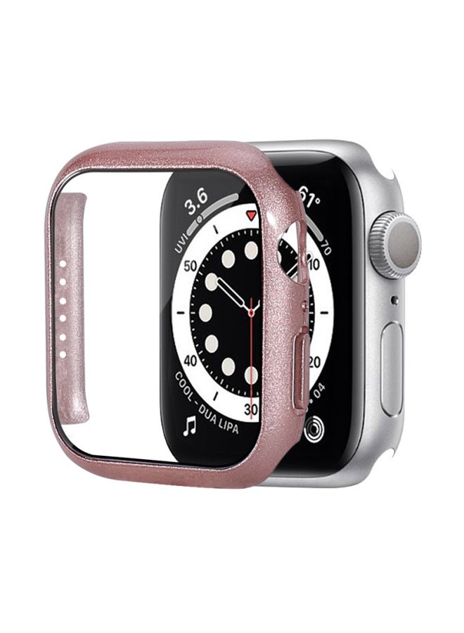 For Iwatch7 Protective Case Pc Tempered Film Integrated 44mm For Apple Watch Protective Case Spot-Color:Rose Gold Powder-Exterior Dimension:44mm