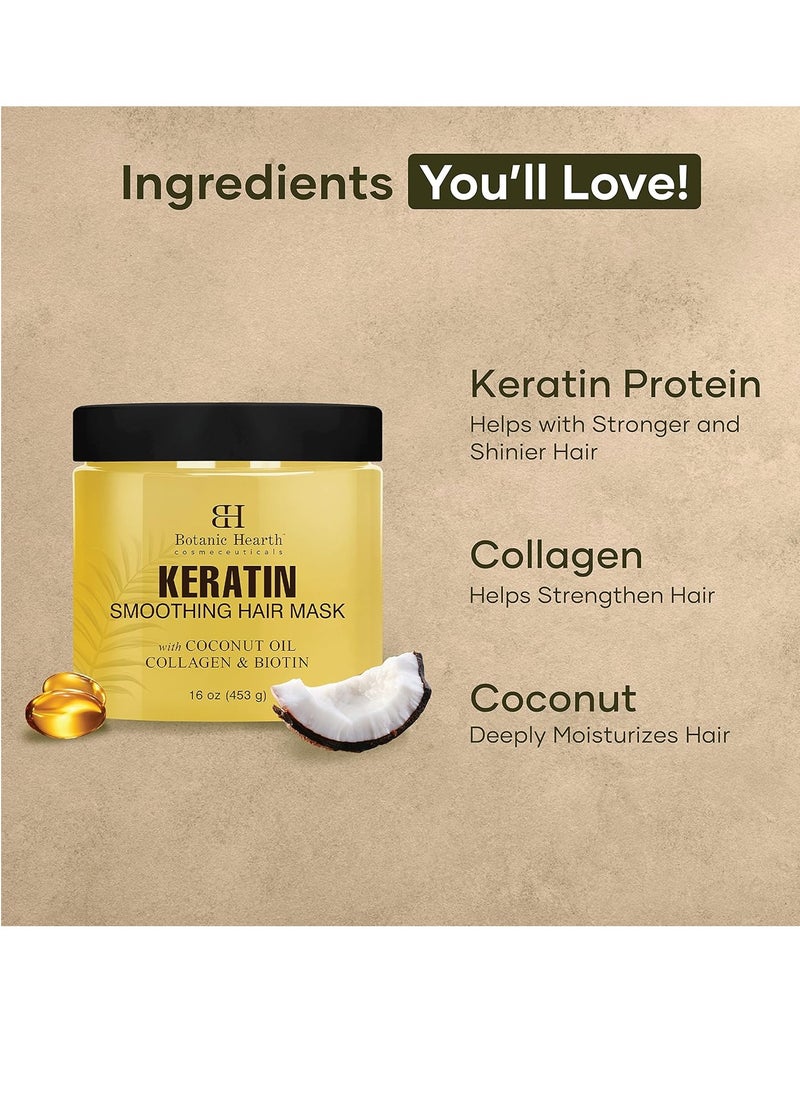Botanic Hearth Botanic Hearth Keratin Hair Mask - Biotin, Collagen & Coconut Oil - for Dry Damaged Treated Hair - Restore, Repair, Smoothing, Conditioning & Strengthen All Hair Types - for Men & Women - 16 oz  - Image 4