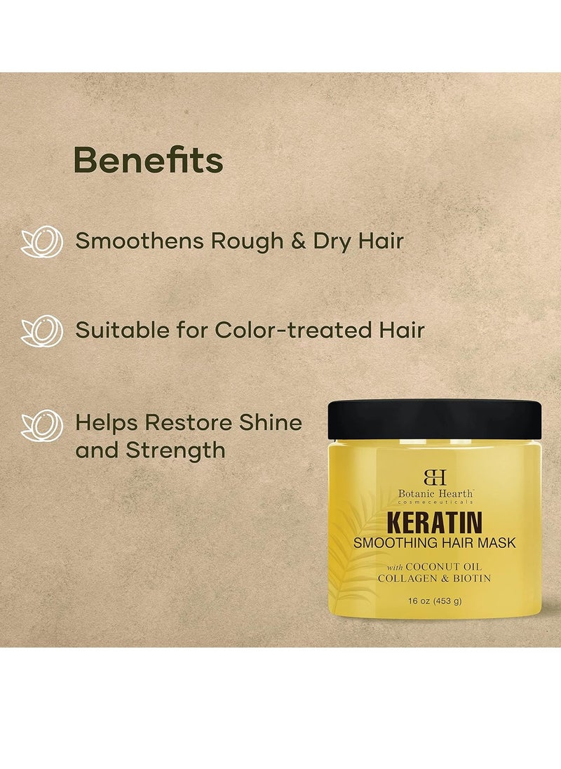 Botanic Hearth Botanic Hearth Keratin Hair Mask - Biotin, Collagen & Coconut Oil - for Dry Damaged Treated Hair - Restore, Repair, Smoothing, Conditioning & Strengthen All Hair Types - for Men & Women - 16 oz  - Image 3