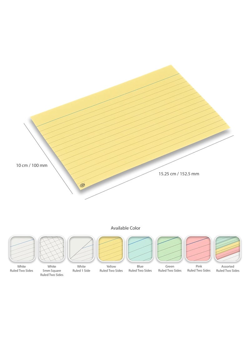 FIS® Ruled Record Cards or Index Cards, Size:6"x4" Inches (152x102mm), Two Sides Single Ruled, 240gsm, 100 Sheets Per Packet, Packet of 3 Pieces, Yellow Color-FSIC64YL-3 - Image 5