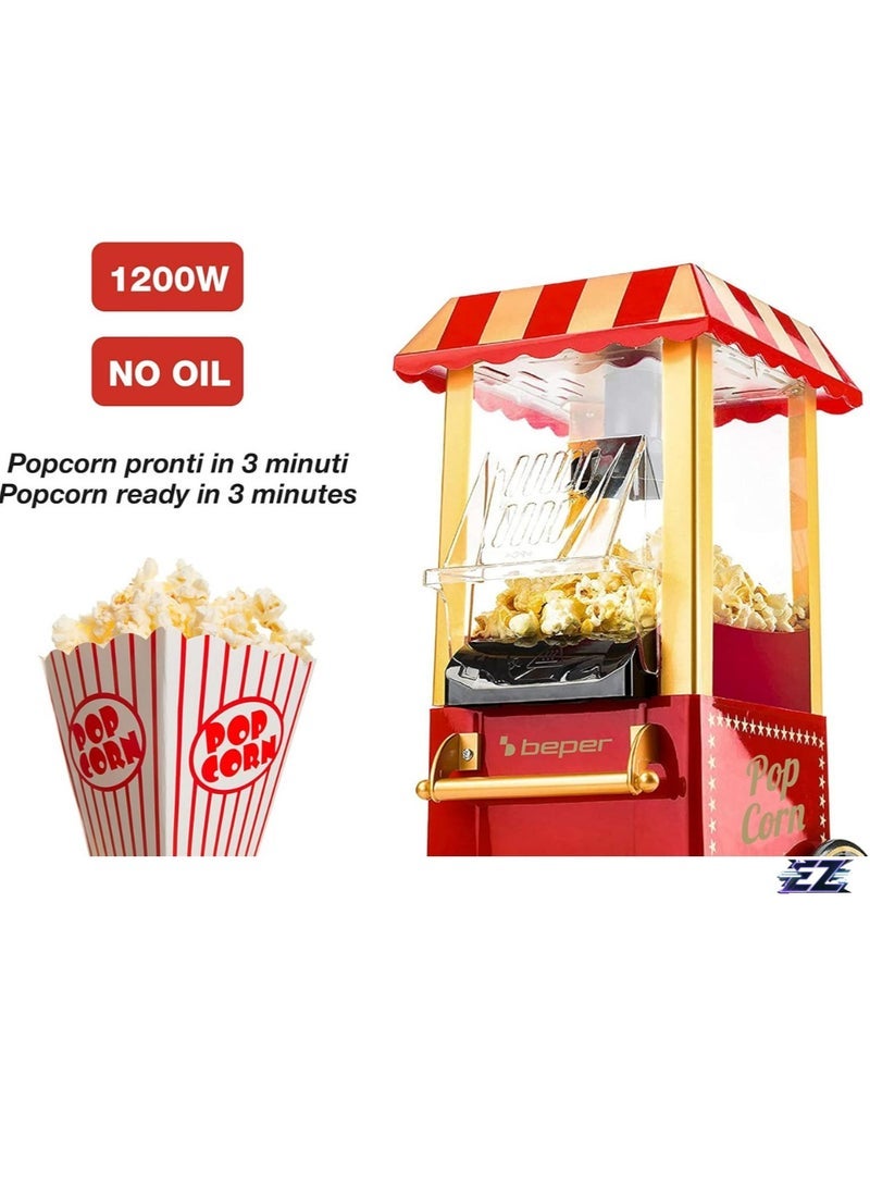 Gulf Trend Red/Gold Popcorn Machine – Retro Popcorn Maker with Durable Acrylonitrile Butadiene Styrene (ABS) Construction - Image 2