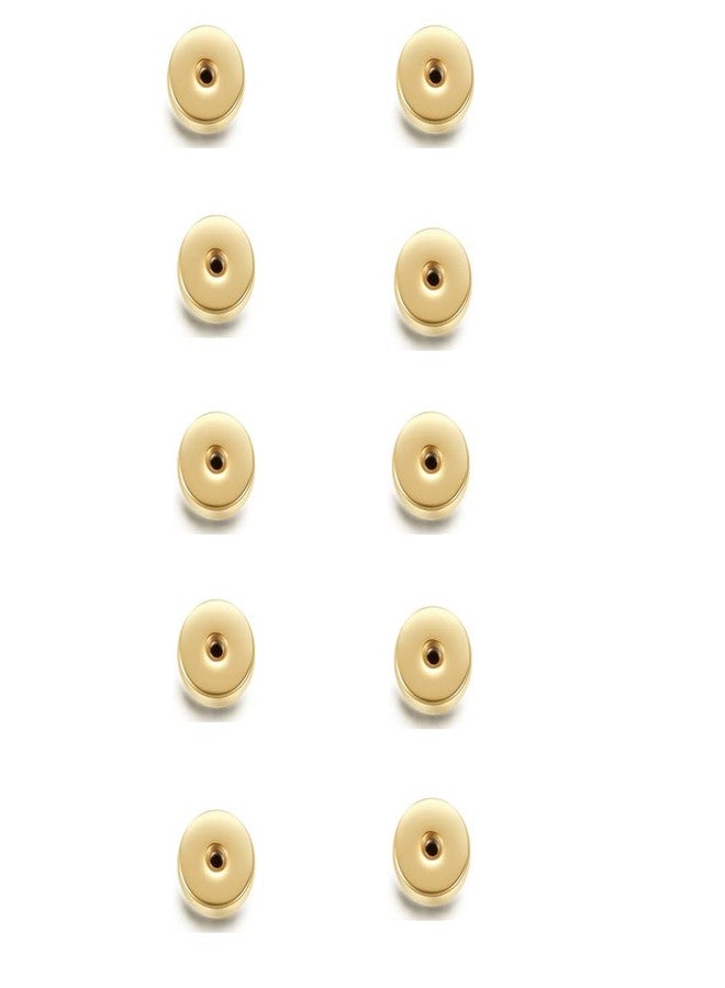 Renkovte Flat Screw Backs Replacement for Stud Earrings,10Pcs Stainess Steel Flatbacks for Ear Piercing,Security Screw Backs to Prevent Missing Earrings (Gold) - Image 1